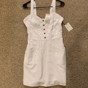 White denim mini dress, new with tags!